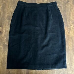 Louis Feraud Pencil Skirt Wool Angora Cashmere Black Classic Office Career US 14